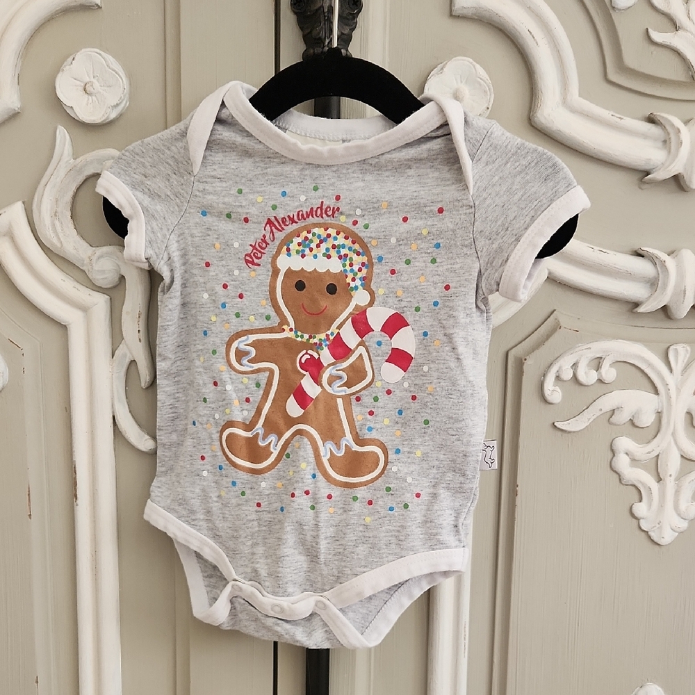 Peter Alexander Baby Unisex Gingerbread Candy Cane Bodysuit Size 000/ 3-6 Months